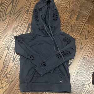 ALO Yoga Women’s Charcoal Distressed Hoodie